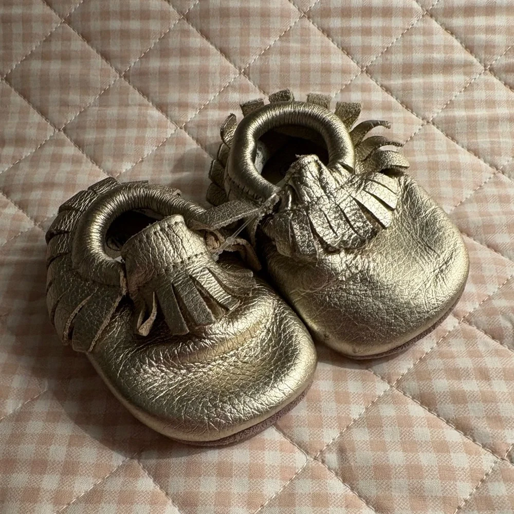 Chic Gold Moccasins for Kids